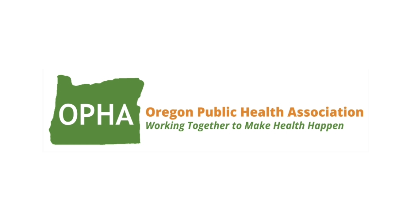 Logo for Oregon Public Health Association; tagline "working together to make health happen"