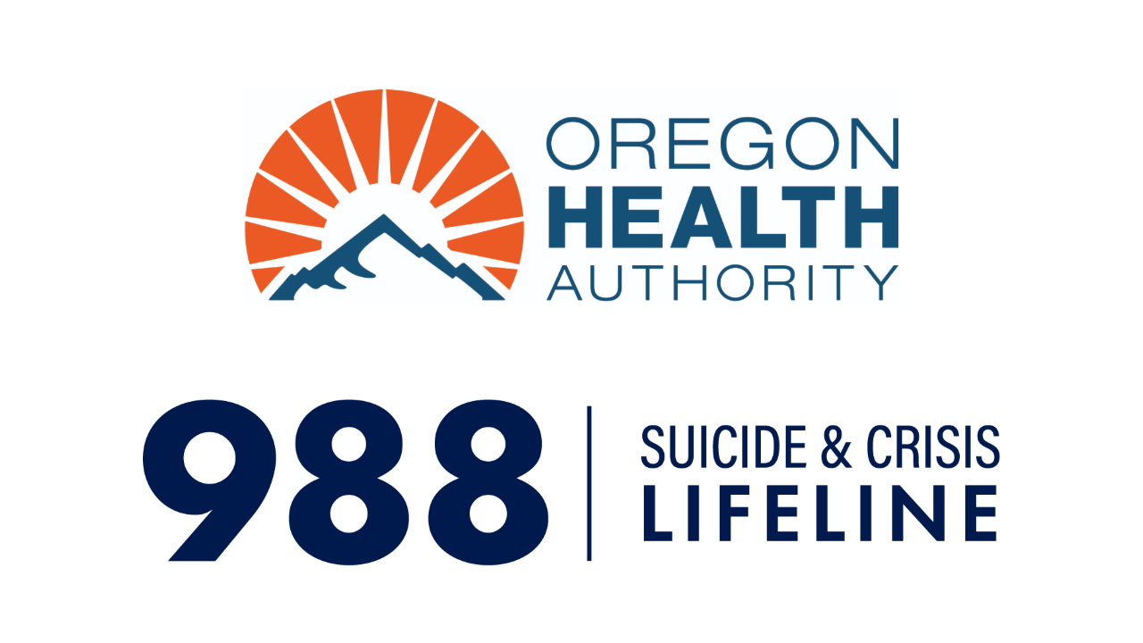 Oregon Health Authority and 988 lifeline logos