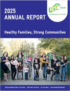 Cover of the 2025 WIC Oregon Annual Report, showing people of various ages outdoors with greenery.